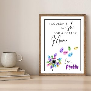 Muttertagsgeschenk - Fingerabdruck Handwerk Löwenzahn Kunst | DIY Mom druckbare Karte | Vorschulkind Geschenk für Mama | Digital Mom Geschenkidee