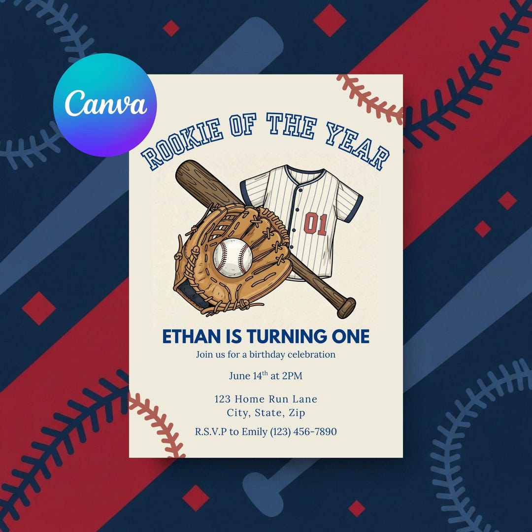 Rookie of the Year Birthday Invitation Template | First Birthday ...