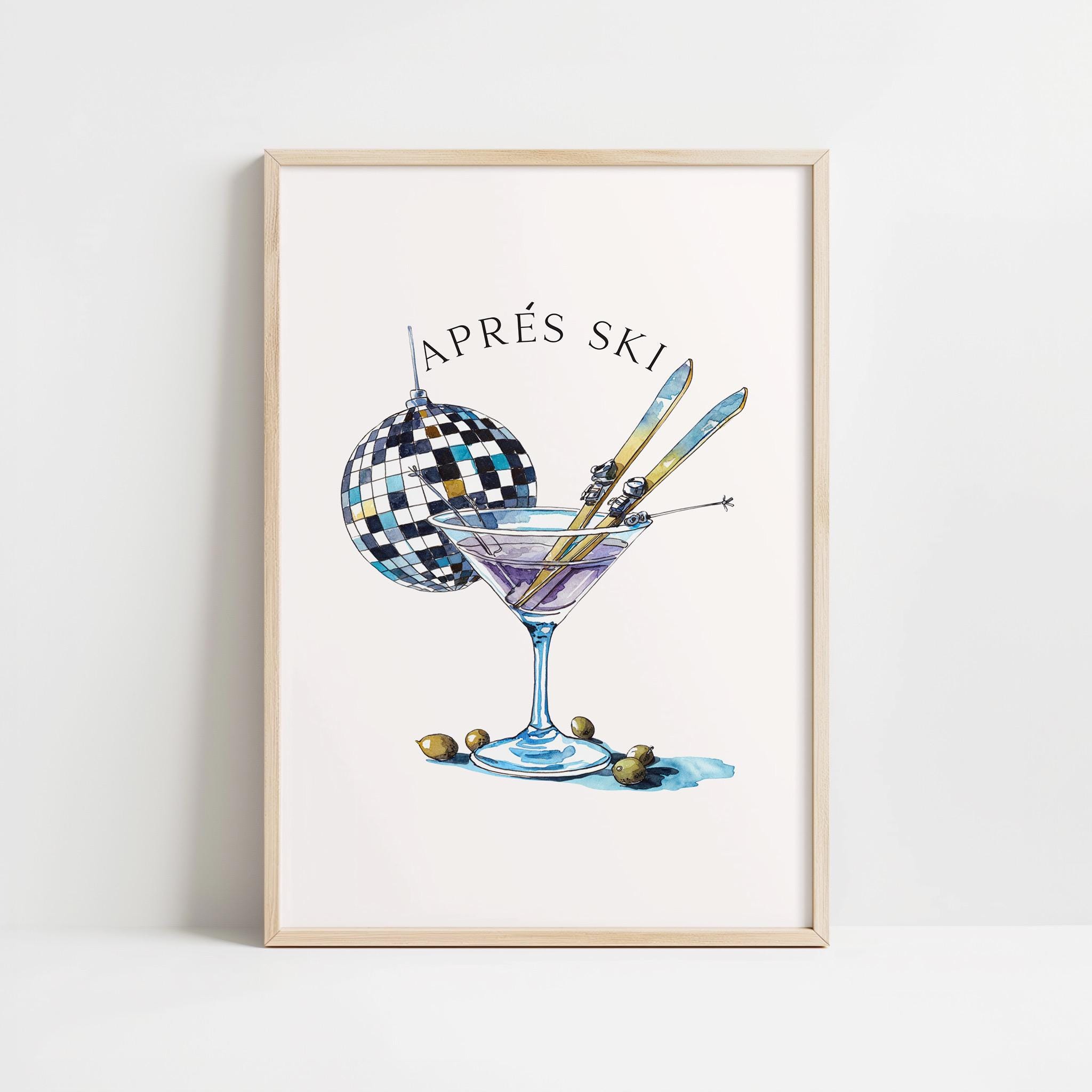 Aprés Ski Disco Martini Coquette Wall Art Print, Dirty Martini
