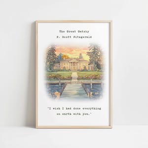 F Scott Fitzgerald Inspirational Literary Quote Art Print, The Great Gatsby Memoribilia, Minimalist Home Decor, Booklover Gift for Readers