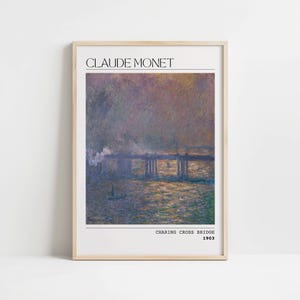 Vintage schilderij van Claude Monet | Charing Cross-brug | Impressionistische kunst Londen | Afdrukbare kunst | Digitale download