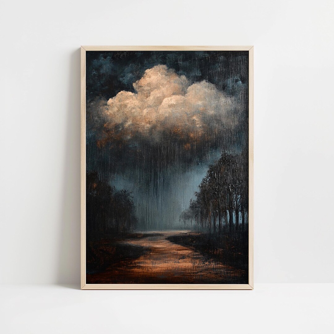 Stormy Night Moody Dark Academia Wall Art Print Oil Painting ...