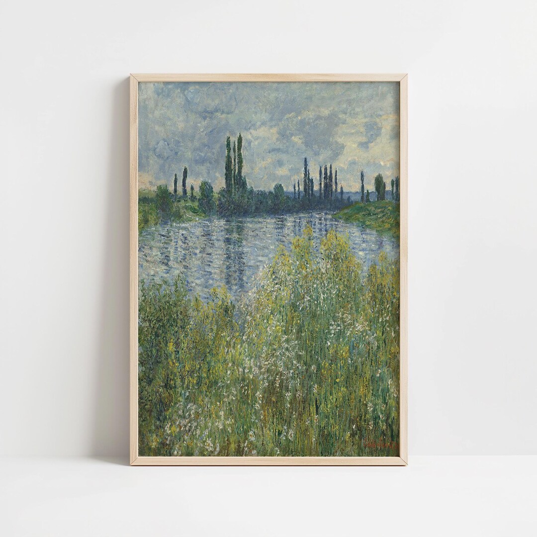 Vintage Claude Monet Painting | Banks of the Seine at Vétheuil ...