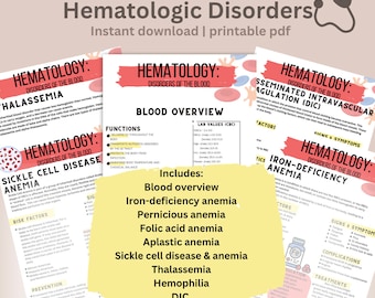 Hematologic Disorders | Study Guide | Nursing Study Guide | Instant Download | Nursing Study Sheets | Nursing Study Notes | Hematology Guide