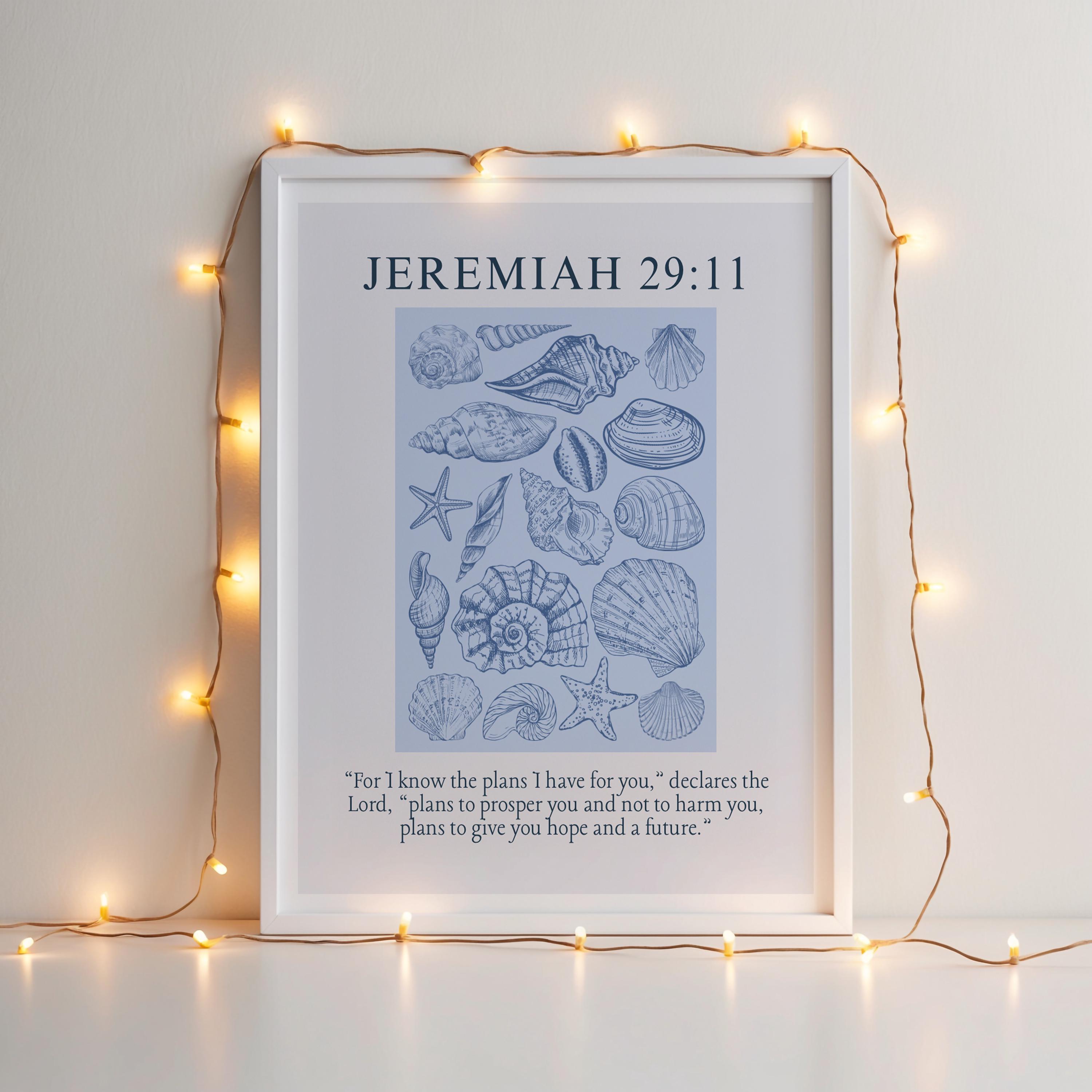 Jeremiah 29:11 Bible Verse Print | Pink Seashell Scripture Art ...