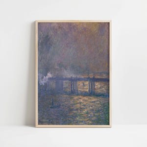 Vintage schilderij van Claude Monet | Charing Cross-brug | Impressionistische kunst Londen | Afdrukbare kunst | Digitale download