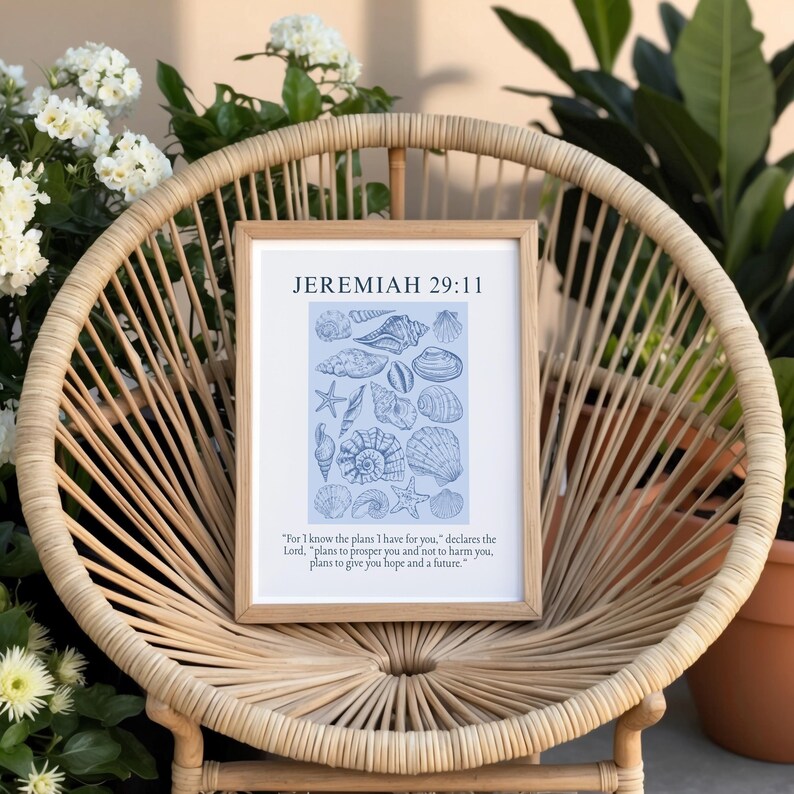 Jeremiah 29:11 Bible Verse Print | Pink Seashell Scripture Art ...