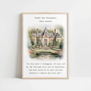 Jane Austen Inspirational Literary Quote Art Print, Pride and Prejudice Memoribilia, Minimalist Home Decor, Booklover Gift for Readers