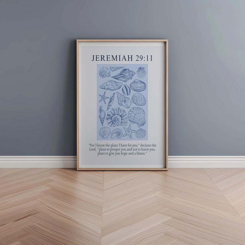 Jeremiah 29:11 Bible Verse Print | Pink Seashell Scripture Art ...
