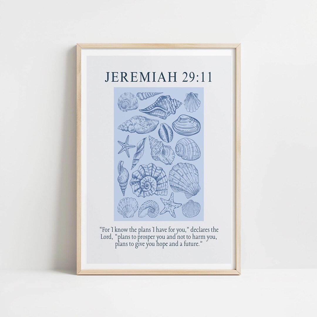 Jeremiah 29:11 Bible Verse Print | Pink Seashell Scripture Art ...