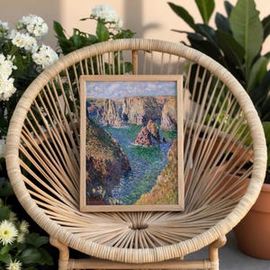 Vintage Claude Monet Coastal Painting | Belle-Île Seascape Art | Nautical Wall Print | Ocean Cliff Landscape | Impressionist Printable