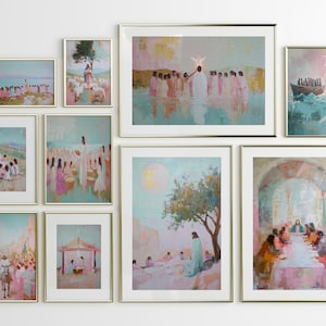 Christian Wall Art Set of 10, Jesus Bible Scene Gallery Wall, Neutral Religious Decor Bundle, Christian Printable Wall Art, Faith Home Decor image 2