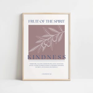 Arte de parede com versículo bíblico sobre bondade | Impressão das Escrituras sobre o fruto do Espírito | Colossenses 3:12 | Decoração cristã | Download digital minimalista para a fé