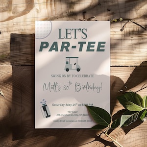 Let’s Par-Tee Golf Birthday Invitation | Editable Canva Template for Topgolf, Golf Party, Men’s or Women’s Birthday | Digital Download