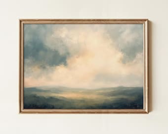 Abstract Landscape Wall Art | Neutral Pastel Landscape Print | Modern Minimalist Home Decor | Soft Sky Digital Download