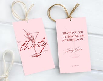 Talk Thirty to Me Birthday Gift Tags | Printable 30th Birthday Favor Tags | Editable Canva Template | Milestone Party Thank You Tags