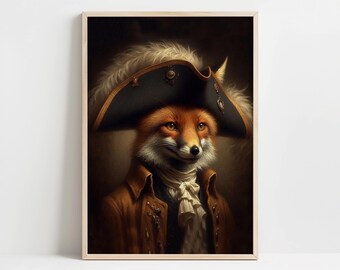 鹿のヴィンテージ肖像画 - ルネッサンス動物絵画を動物の頭部と人間の