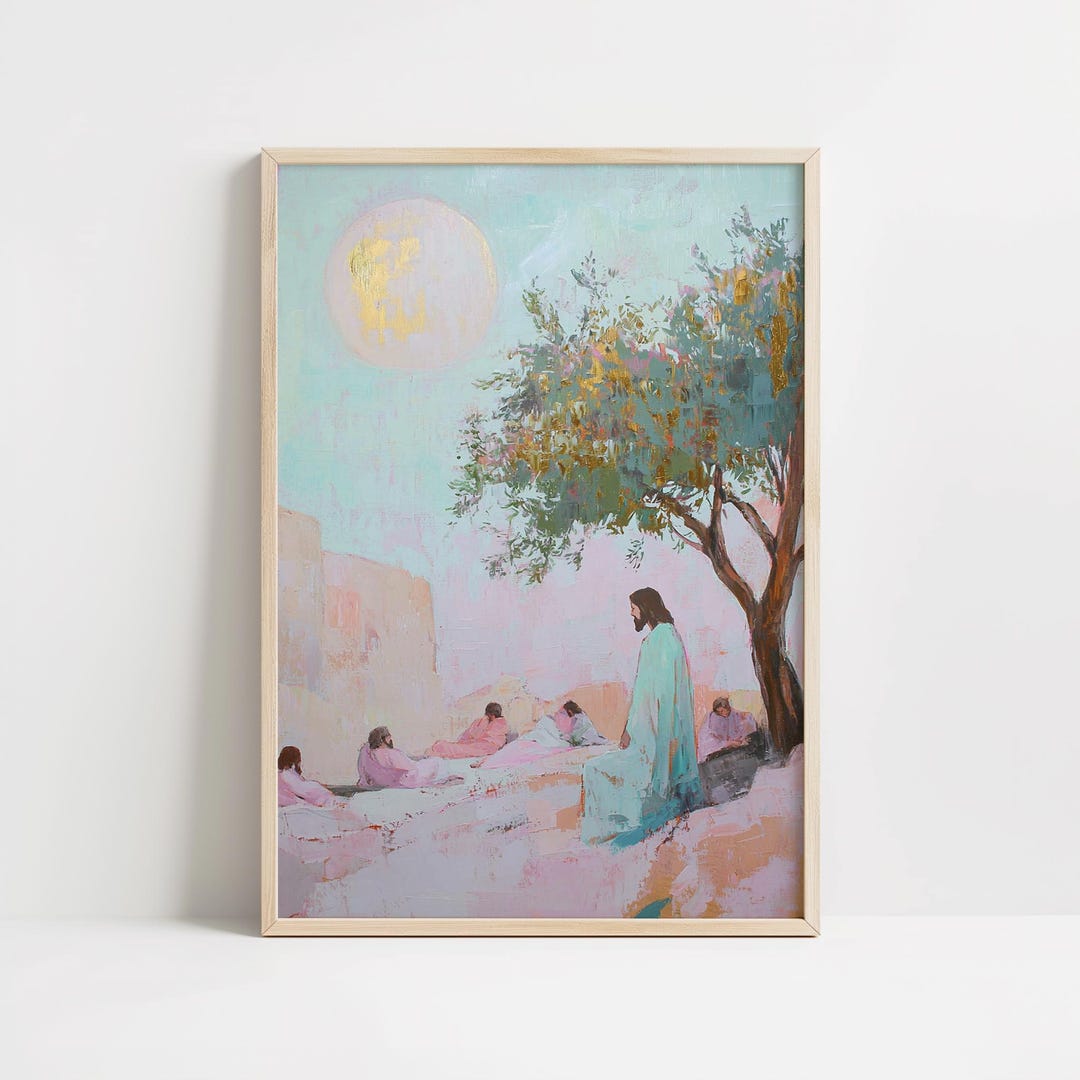 Garden of Gethsemane Wall Art Print, Jesus Praying Artwork, Biblical ...