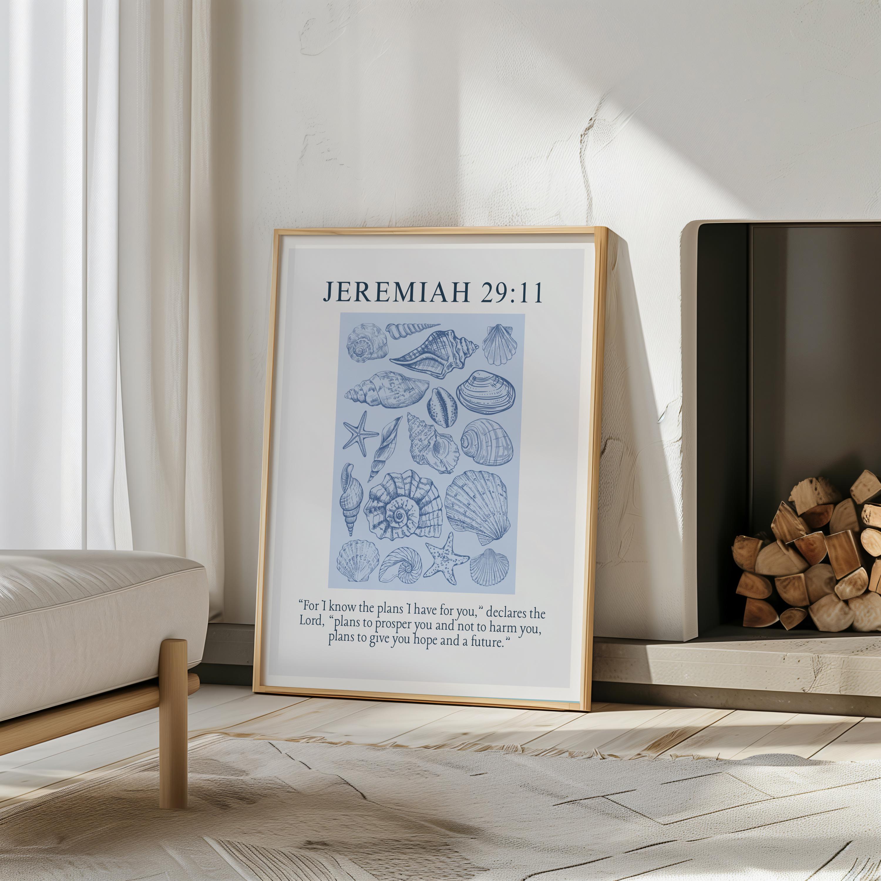 Jeremiah 29:11 Bible Verse Print | Pink Seashell Scripture Art ...