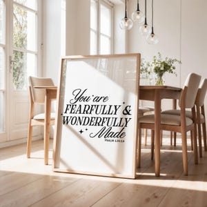 vous êtes fait avec crainte et merveille | Art mural verset biblique Psaume 139:14 | Inspiration chrétienne imprimable | Décoration de foi édifiante
