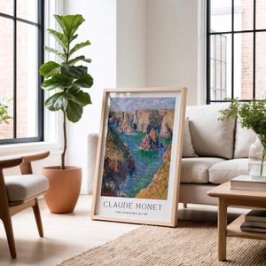 Vintage Claude Monet Coastal Painting | Belle-Île Seascape Art | Nautical Wall Print | Ocean Cliff Landscape | Impressionist Printable