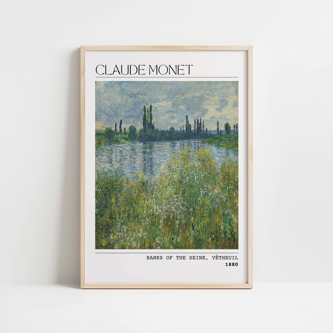 Vintage Claude Monet Painting | Banks of the Seine at Vétheuil ...