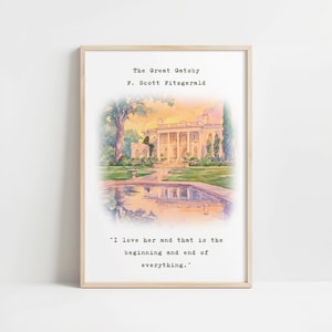 F Scott Fitzgerald Inspirational Literary Quote Art Print, The Great Gatsby Memoribilia, Minimalist Home Decor, Booklover Gift for Readers