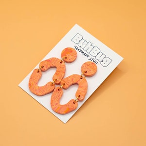 Polymer Clay 2-Piece Organic Shapes Salmon Earrings
