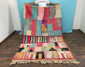 RED Minimalist Boho Rug ,Custom Handmade Rug Unique Boujaad Rug, Authentic Multicolor Moroc Rug, moroccan area carpets boho rug berber rugs