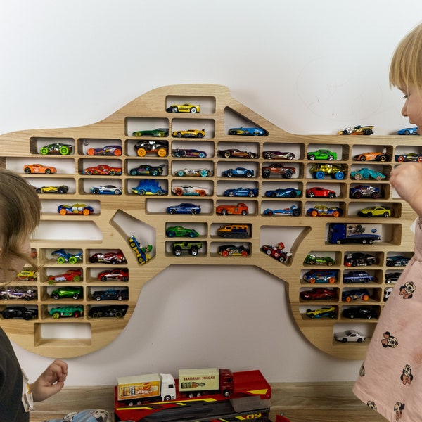 Regal für Spielzeugautos - Monster Truck Form, Kinderzimmer-Dekor, Holzspielzeug-Ausstellungsständer, Kinderregal, lokal bezogenes Holz