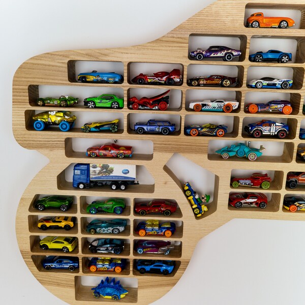 Regal für Spielzeugautos - Monster Truck Form, Kinderzimmer-Dekor, Holzspielzeug-Ausstellungsständer, Kinderregal, lokal bezogenes Holz
