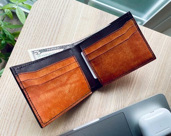 Handmade Pueblo Leather Bifold Wallet, Slim Minimalist, USA Made