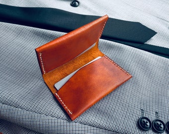 Leather Card Holder, Minimalistic Leather Wallet, Leather Card Sleeve, Leather Card Wallet, Gift for Men, Husband, Boyfriend, Son, Friend