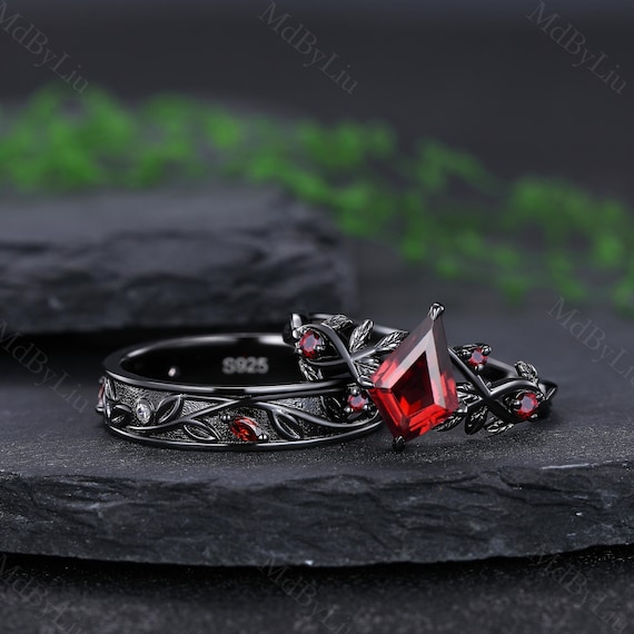 ガーネットリング、指輪、男女兼用 | PYTALI 9K 10K 14K 18K ソリッドイエローゴールドリング