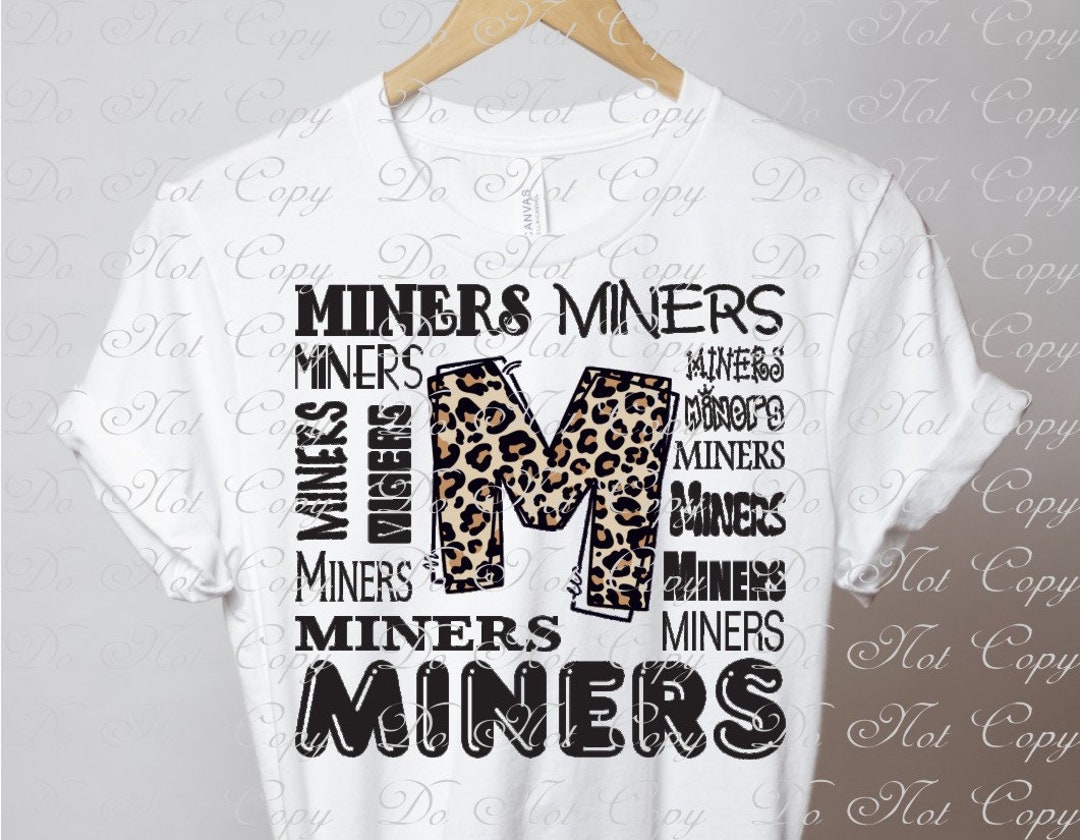Miners School Mascots Cheetah Print Letters Mascot Etsy