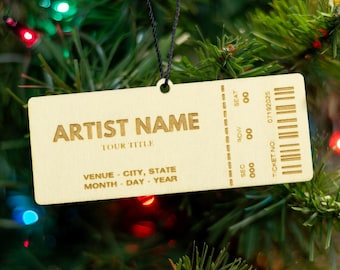Customizable Wooden Music Concert Ticket |  Ornament or Magnet