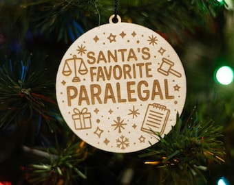 Engraved Wooden Paralegal Ornament: Law Office Christmas Decor