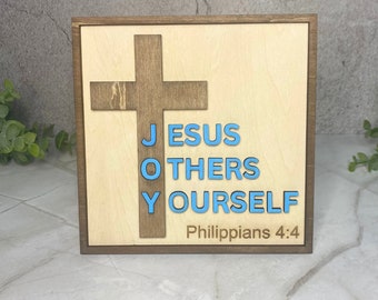 JOY Christian Wood Wall Art: Jesus First, Others Second