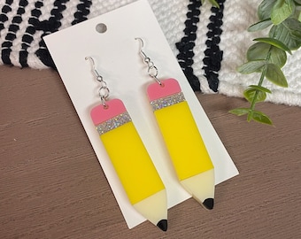 Acrylic Pencil Earrings | Teacher Appreciation Gift | Stylish Statement for Educators