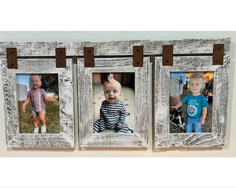 5x7 rusted strap multi collage unfinished weathered rustic barnwood barn wood weathered primitive reclaimed distressed picture photo frame