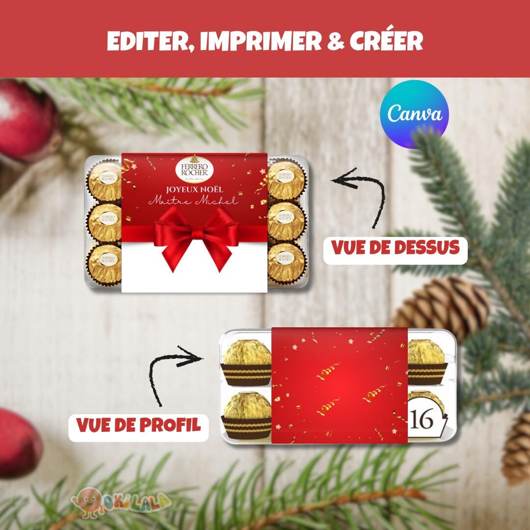 Customizable Ferrero Rocher Christmas Gift Tag | Canva Template ...