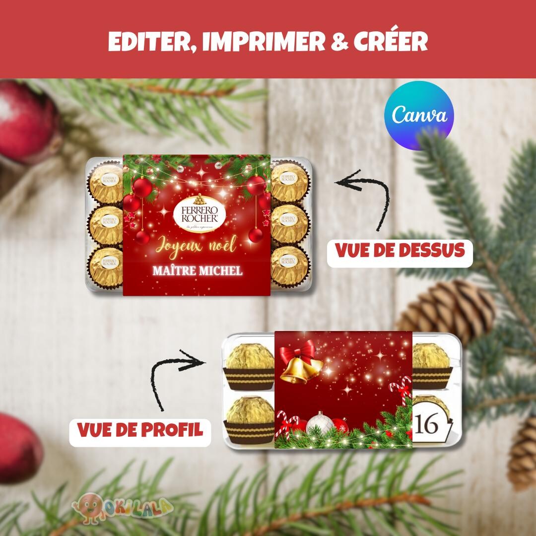 Customizable Ferrero Rocher Christmas Gift Tag | Canva Template ...