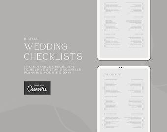 Hochzeits-Checkliste | Druckbar | Hochzeitsplanung | Monatliche Checkliste für die Braut | Digitaler Download