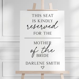Wedding Chair Reserved Sign, In Loving Memory Sign, Wedding Memorial Sign, Modern Wedding Decor