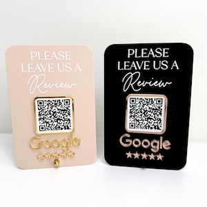 3D Google Review Acrylic Sign - Custom text and colors, QR Review Sign for Salon or Office, QR code Display Sign, Google Review Plaque