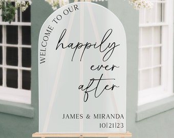 Welcome To Our Happily Ever After Sign, Arched Wedding Sign, Custom Wedding Sign, Acrylic Wedding Sign, Wedding Signs, Wedding Signage