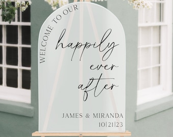 Welcome To Our Happily Ever After Sign, Arched Wedding Sign, Custom Wedding Sign, Acrylic Wedding Sign, Wedding Signs, Wedding Signage