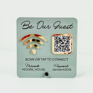 Acrylic WiFi Sign with QR Code, Airbnb Sign - Choose Size and Colors, WiFi Porter