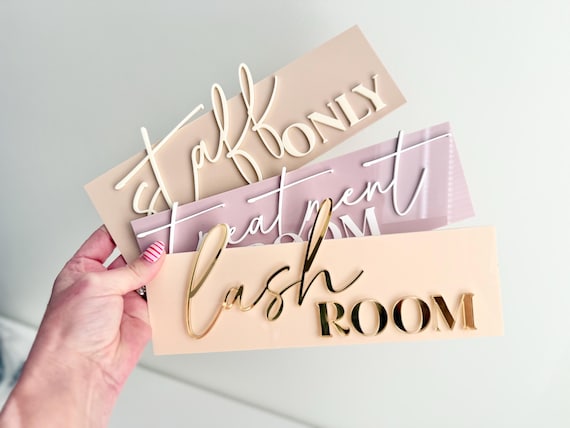 3D Acrylic Door Signs, Esthetician Decor, Room Signs, Lash Room, Reception, Waxing Treatment Room Signs, Aesthetic Decor, Salon Signs