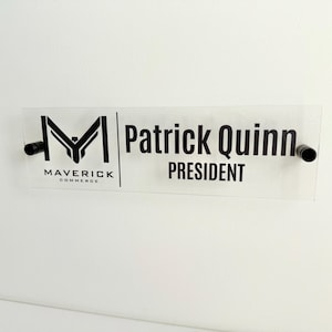 Wall or Door Name Plate with Logo - 3 Sizes Door Office Name Sign | Custom Acrylic Name Plate